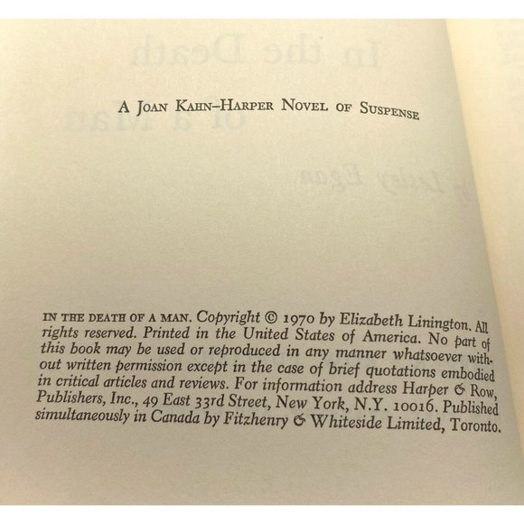 In the Death of a Man by Lesley Egan Suspense Novel Book Club Edition 1970 HCDJ - Picture 4 of 9